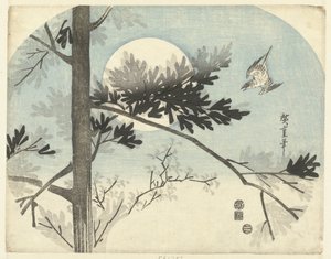 Cuculo e pino da Hiroshige (I) , Utagawa