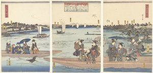 Traghetti sul fiume Sumida (Volti famosi della capitale orientale) da Hiroshige (I) , Utagawa