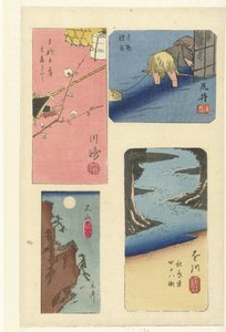 Quattro harimaze di luoghi famosi da Hiroshige (I) , Utagawa
