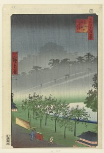 Pioggia serale nella cava di paulownia ad Akasaka da Hiroshige (II) , Utagawa