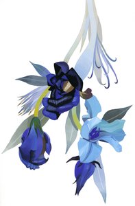 Fiore disegnato con tonalità blu