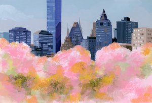 New York e fiori di ciliegio, 2016 da Hiroyuki Izutsu