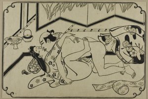 Un foglio di un album shunga da Hishikawa Moronobu