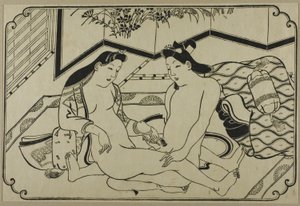 Un foglio di un album shunga da Hishikawa Moronobu