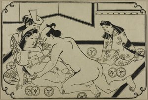 Un foglio di un album shunga da Hishikawa Moronobu