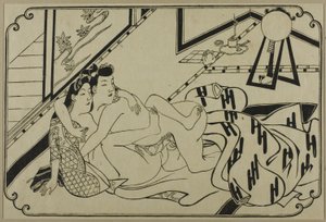 Un foglio di un album shunga da Hishikawa Moronobu
