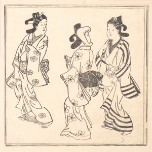 Foglio da un libro intitolato: Wakoku Hiaku-jo: Cento donne giapponesi da Hishikawa Moronobu