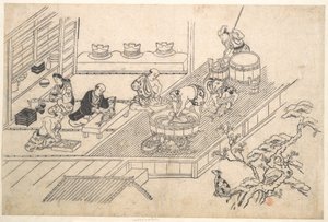 La cucina di una Joroya da Hishikawa Moronobu