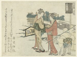 Due donne in visita a un santuario da Hishikawa Sori