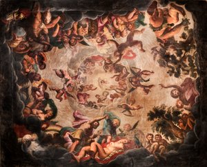 Soffitto della Sala Elysium, Castello di Bolsover, Derbyshire da Historic England Staff Photographer