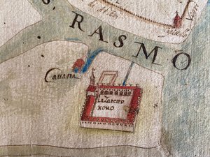 Lazzaretto Nuovo su una mappa del XVII secolo da Historical Document.