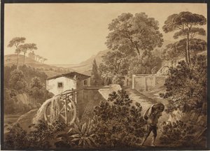 Paesaggio italiano con mulino ad acqua da Hélène Boutourlin