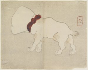Cane con borsa sulla testa, c. 1830 da Hogyoku