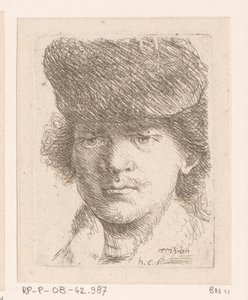 Ritratto di Rembrandt con cappello alto