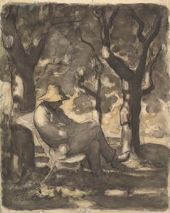 Un Uomo che Legge in un Giardino da Honoré Daumier