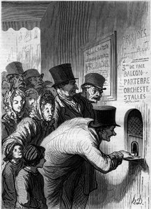 Una finestra teatrale. Caricatura di Honore Daumier (1808-1879). Incisione in 