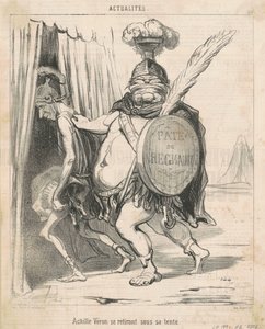 Achille Véron si ritira nella sua tenda da Honoré Daumier