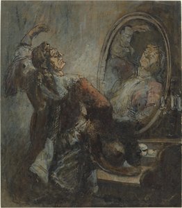 Attore che posa davanti a uno specchio da Honoré Daumier