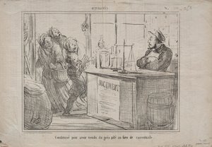 Attualità n. 252: Condannato per aver venduto un mucchio di sabbia invece di zucchero di canna umido, 1855 da Honoré Daumier