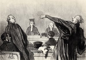 Un avvocato evidentemente pienamente convinto... Dalla serie Les gens de justice da Honoré Daumier