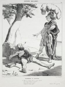 Storia antica, tavola 20: Alessandro e Diogene, 14 agosto 1842 da Honoré Daumier