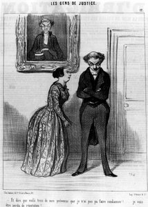 E dire che questi sono tre dei miei imputati che non sono riuscito a condannare!... perdere la reputazione!... , dalla serie “Gens de Justice” di Honoré Daumier. “Charivari” da Honoré Daumier