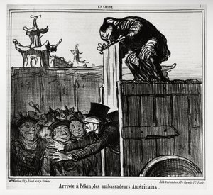 Arrivo a Pechino degli ambasciatori americani. Nella serie En Chine, illustrazione di Honore Daumier (1808-1879), pubblicata in "Charivari", datata 13 ottobre 1859. da Honoré Daumier