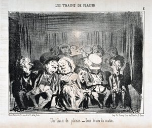 Opera di Honore Daumier (1808-1879) Charivari del 1852: Serie LES TRAINS DE PLAISIR -Un treno di piacere. - Due ore del mattino. MUSEO DI BELLE ARTI - PALAZZO LONGCHAMP, MARSIGLIA da Honoré Daumier