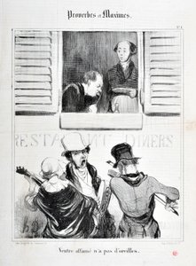 Opera di Honore Daumier (1808-1879). Charivari del 1840: Serie PROVERBES ET MAXIMES - La fame non ha orecchie MUSEE DES BEAUX ARTS - PALAIS LONGCHAMP, MARSEILLE da Honoré Daumier