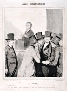 Opera di Honore Daumier (1808-1879). Charivari del 1843: Serie SCENES PARLIAMENTARY. L