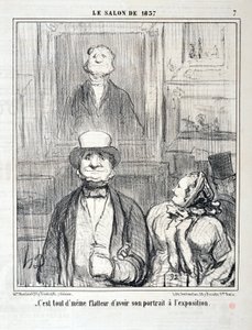 Opera di Honore Daumier (1808-1879) Charivari del 1857: Serie SALON DE 1857 "- È ancora lusinghiero avere il proprio ritratto all