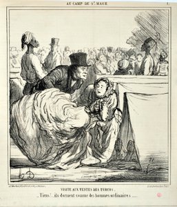 Opera di Honore Daumier (1808-1879) Charivari del 1859: Serie AU CAMP DE SAINT MAUR Visita alle tende dei turchi. 