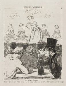 Ai Champs-Elysées, non è mai stato chiaro se la musica fa scendere la birra, o la birra che ti fa ingoiare la musica, tavola 3 da Croquis Musicaux, 1852 da Honoré Daumier