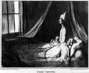 Credendo di vederlo, caricatura di Honore Daumier (1808-1879). "Charivari" da Honoré Daumier