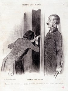 Vignetta sulla coppia. Serie "I bei giorni della vita": "Un amante troppo felice...". Incisione di Honoré Daumier (1808-1879). Estratto dal giornale "Le Charivari" 1 settembre da Honoré Daumier