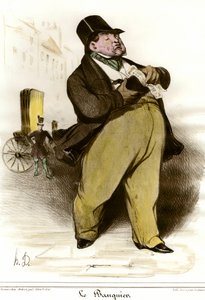 Caricatura del banchiere Disegno di Honore Daumier da Le Charivari 1835. Collezione privata