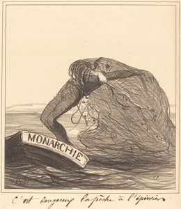 È pericoloso, la pesca con la rete da Honoré Daumier