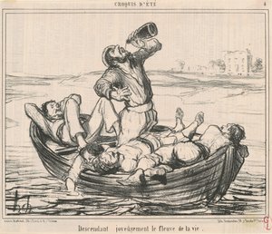 Discendendo gioiosamente il fiume della vita da Honoré Daumier