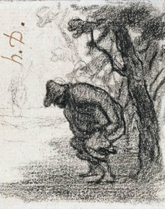 Don Chisciotte e Sancho Panza dietro un albero da Honoré Daumier