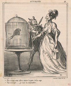 Est-ce que vous allez ouvrir la porte de la cage ... da Honoré Daumier