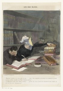 Figure dietro un tavolo di lettura in una biblioteca pubblica da Honoré Daumier