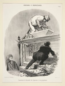 Inconveniente di chiedere riparazioni al proprio proprietario, da Locataires et Proprietaires da Honoré Daumier