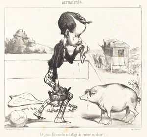 Le Jeune Estancelin è obbligato a rientrare in classe! da Honoré Daumier