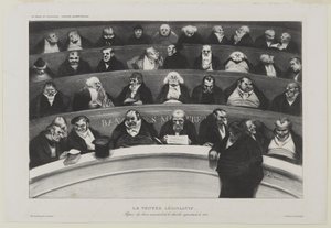 Le Ventre Législatif: Aspetto dei banchi ministeriali della camera prostituita del 1834 da Honoré Daumier