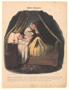 Uomo che legge a letto con la moglie accanto