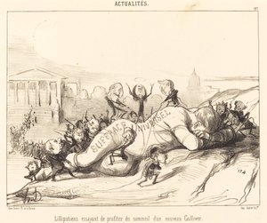 Lillipuziani che cercano di approfittare del sonno... da Honoré Daumier