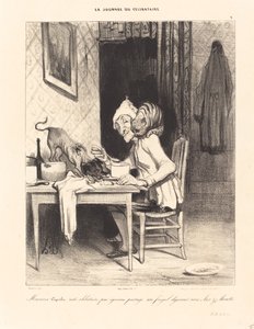 Monsieur Coquelet... condivide il suo... pranzo da Honoré Daumier