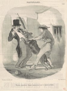 Nuovo proprietario che fa conoscenza con il cane ... da Honoré Daumier