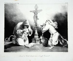 Quando il diavolo diventò vecchio, si fece eremita, pub. 1835 da Honoré Daumier