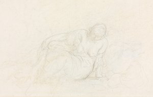 Donna reclinata appoggiata sul braccio (verso) da Honoré Daumier